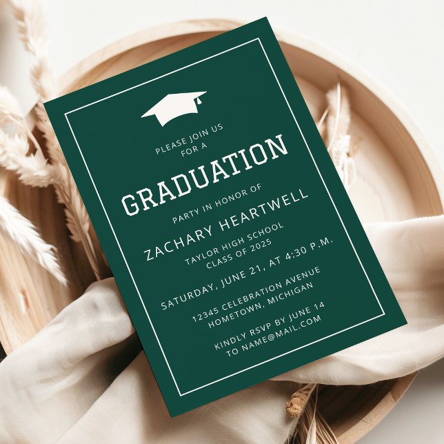 Sporty Green and White Graduation Party Invitation (Creator Uploaded)