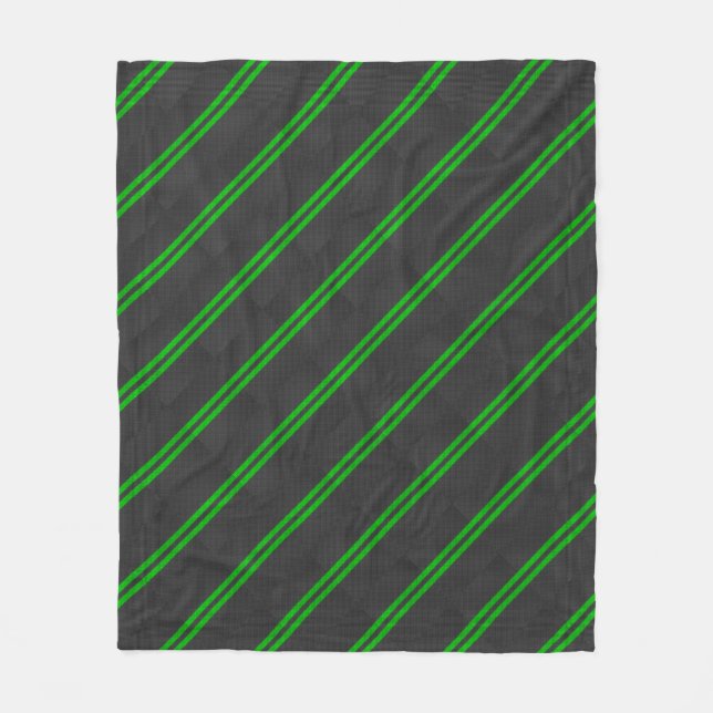Sporty Green Carbon Fibre Style Racing Stripes Fleece Blanket (Front)