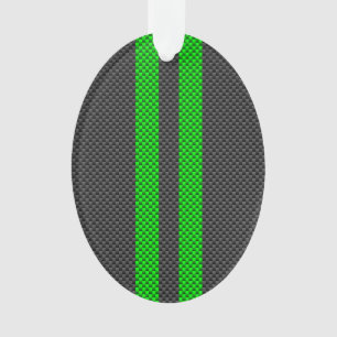 Sporty Green Carbon Fibre Style Racing Stripes Ornament