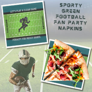 Sporty Green Football Fan Party Napkins