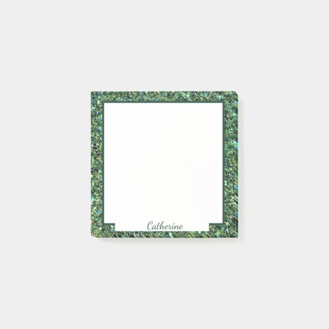 Sporty Green Grass Border Personalise Name Post-it Notes (Front)