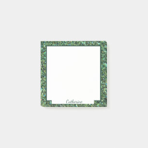 Sporty Green Grass Border Personalize Name Post-it Notes