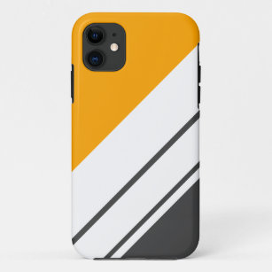 Sporty Grey Golden Yellow White Racing Stripes Case-Mate iPhone Case