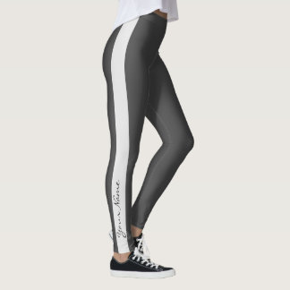 Sporty Grey Monochrome Vertical Band Leggings