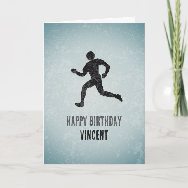 Sporty guys & athletic men - Runner male birthday  Card (Front)