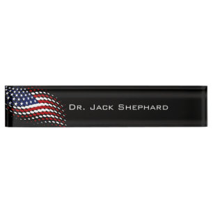 Sporty Halftone USA American Flag Nameplate