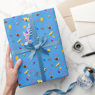 Sporty Happy Birthday   BLUE Wrapping Paper