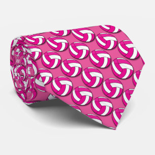 Sporty Hot Pink and White Volleyball Tie