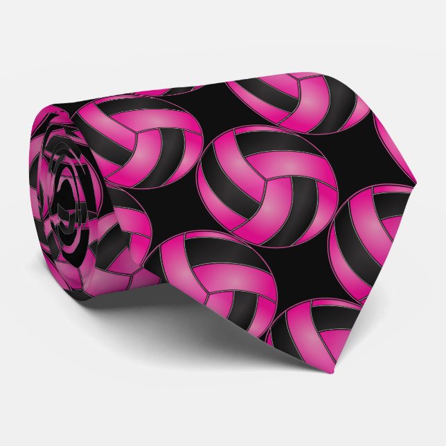 Sporty Hot Pink Volleyball Tie (Rolled)