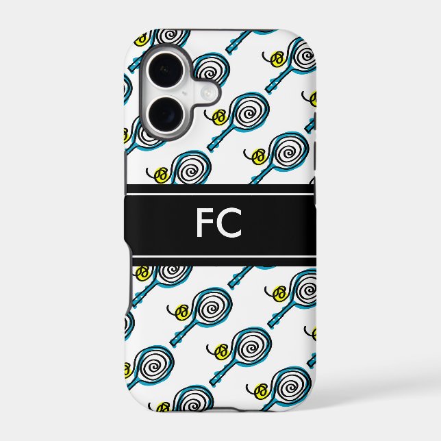 Sporty iPhone case with tennis racket pattern (Back)