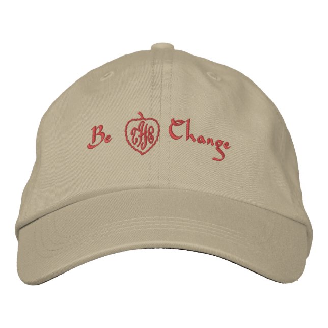 Sporty Khaki 'Be the Change' Embroidered Hat (Front)