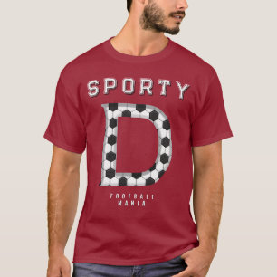 Sporty Letter D Football Typography Editable Text T-Shirt