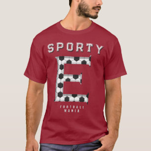 Sporty Letter E Football Typography Editable Text T-Shirt