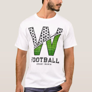 Sporty Letter W Football Net & Ball Typography T-Shirt