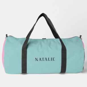 Sporty Mint Green and Pink Personalised Gym Bag