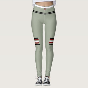 Sporty Monogram 1 Design-Grey/Red Black & White Leggings