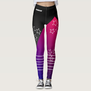 Sporty monogrammed black pink blue gradient  leggings