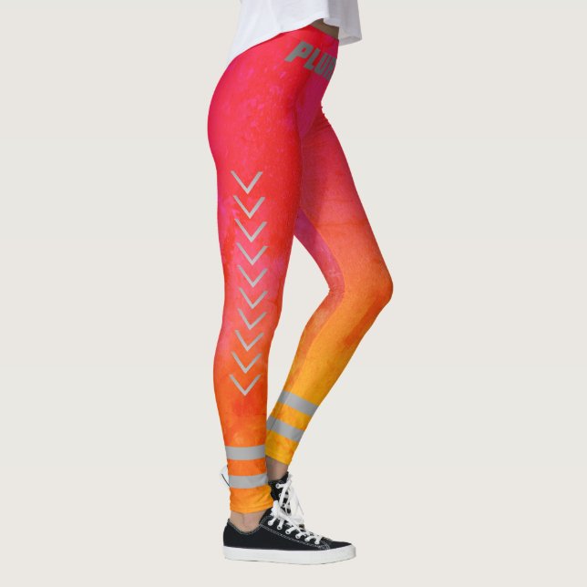 Sporty monogrammed pink yellow gradient workout leggings (Right)