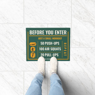 Sporty motivation for fitness lifestyle, entrance doormat