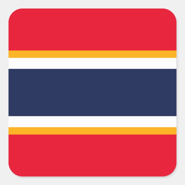 Sporty Navy Blue White Bright Red Racing Stripes Square Sticker (Front)