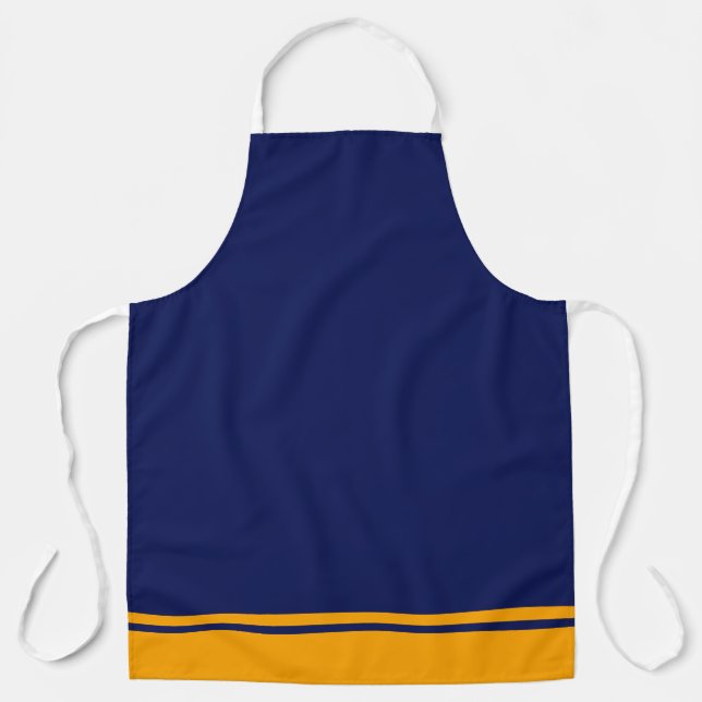 Sporty Navy Blue Yellow Orange Racing Stripes Apron (Front)
