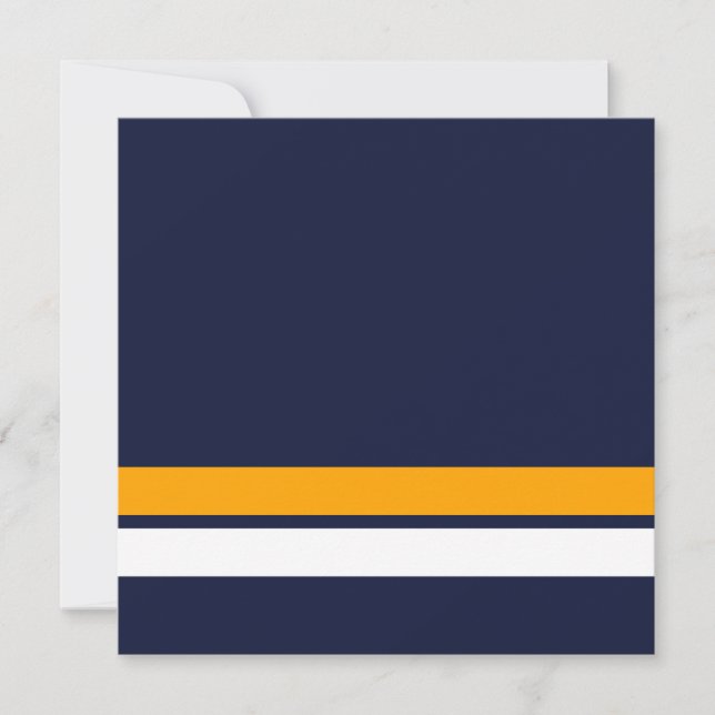 Sporty Navy Blue Yellow White Edge Racing Stripes (Front)