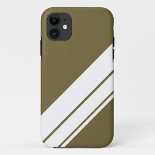 Sporty Olive Green White Diagonal Racing Stripes Case-Mate iPhone Case