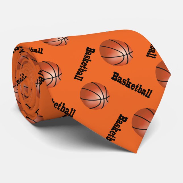 Sporty Orange Background | Basketball Tie (Rolled)