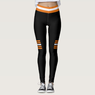 Sporty Orange Black & White Design Leggings