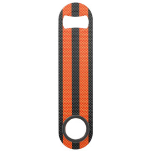 Sporty Orange Stripes Carbon Fibre Style Decor