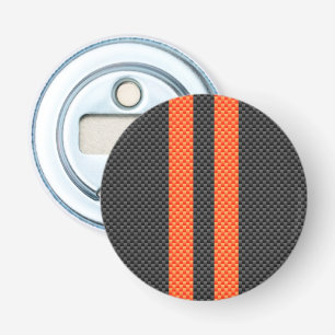 Sporty Orange Stripes Carbon Fibre Style Decor Bottle Opener