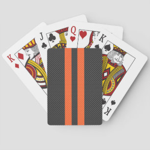 Sporty Orange Stripes Carbon Fibre Style Decor Playing Cards