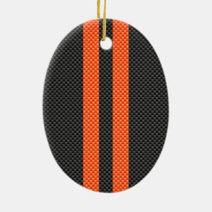 Sporty Orange Stripes Carbon Style Print Ceramic Tree Decoration