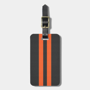 Sporty Orange Stripes Carbon Style Print Luggage Tag