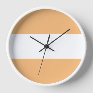 Sporty Peach Orange White Wide Nautical Stripes Clock