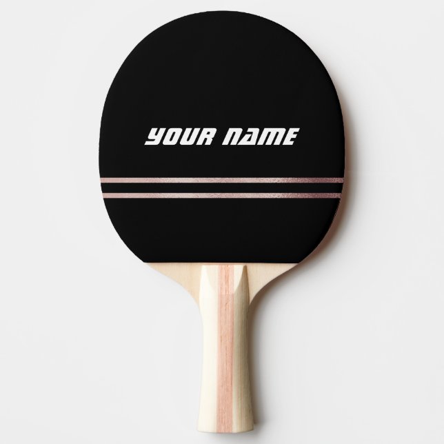 Sporty personalised monogrammed black white ping pong paddle (Front)