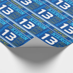 Sporty personalised name 13th birthday kids wrap wrapping paper