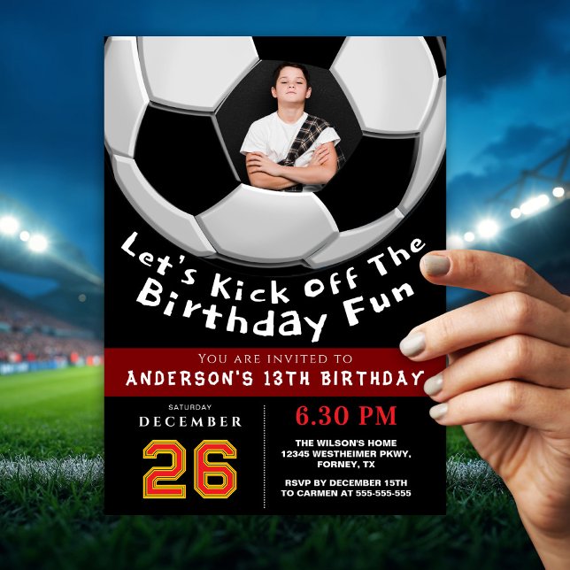 Sporty Photo Birthday Invitation For Boys | Soccer (Creator Uploaded)
