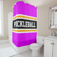 Sporty PICKLEBALL Bright Pink Black Racing Stripes