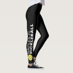 Sporty Pickleball Custom Town Team Name Black Leggings<br><div class="desc">The perfect leggings for pickleball enthusiasts. High quality leggings with your custom text and a yellow pickleball on each side. Add your team name, city name, club name, etc. Fun for casual social play or tournament match play - easily change the background colour to match your club/team's colours. Just click...</div>