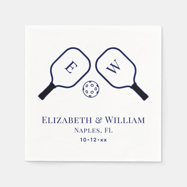 Sporty Pickleball Paddles Wedding DIY Colours Napkin (Front)