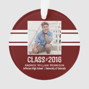 Sporty Prep Graduation Photo Class of 2016 Ornament