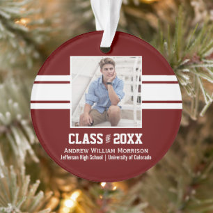 Sporty Prep Graduation Photo Class of 20XX Ornament