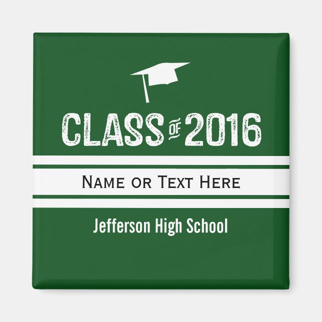 Sporty Prep Stripe Graduation Cap Class of 2016 Magnet (Front)