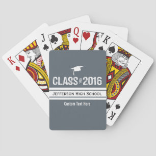 Sporty Prep Stripe Graduation Cap Class of 2016 Playing Cards