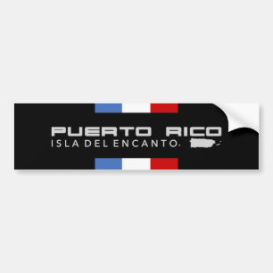 Sporty Puerto Rico Stripes   Black Grey Island Map Bumper Sticker