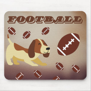 Sporty Pup DOG LOVE FOOTBALL Excitement Mouse Mat