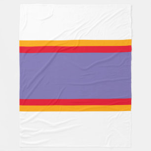 Sporty Purple Red Yellow Racing Stripes On White Fleece Blanket