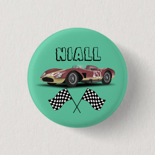 Sporty Race Car   3 Cm Round Badge