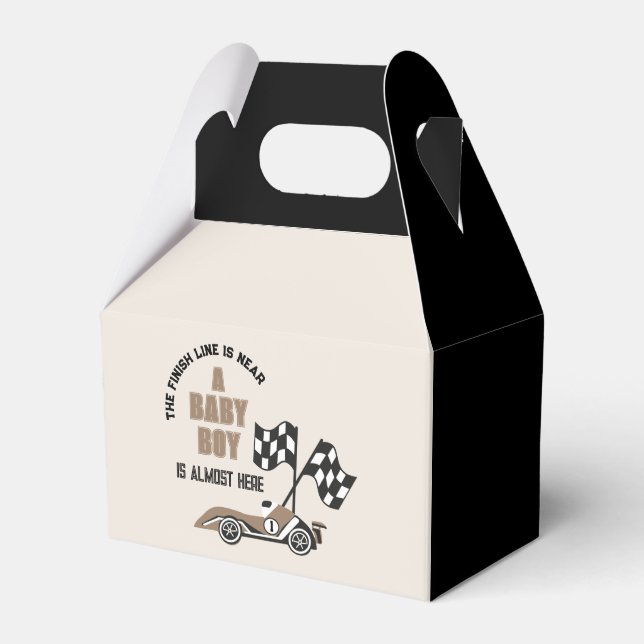 Sporty Race Car Boy Baby Shower Favour Box (Front Side)